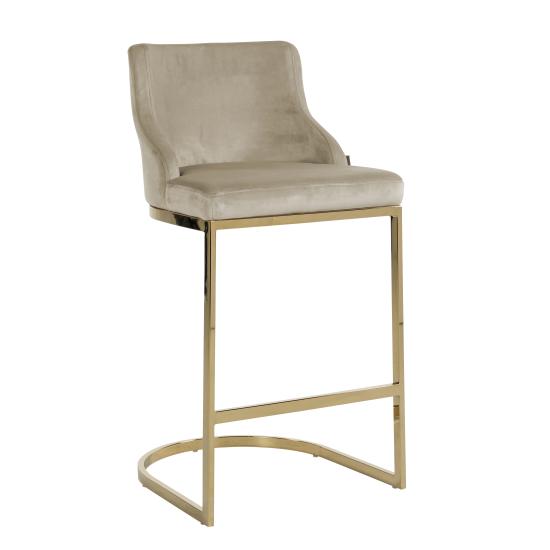 Bolton khaki velvet gold - stabiler Barhocker